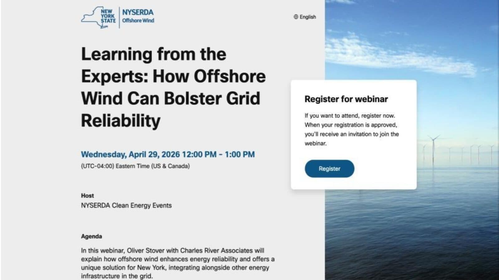 NYSERDA Learning from the Experts: How Offshore Wind Can Bolster Grid Reliability