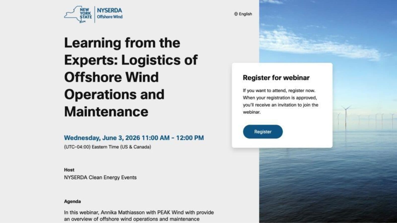 NYSERDA Learning from the Experts: Logistics of Offshore Wind Operations & Maintenance