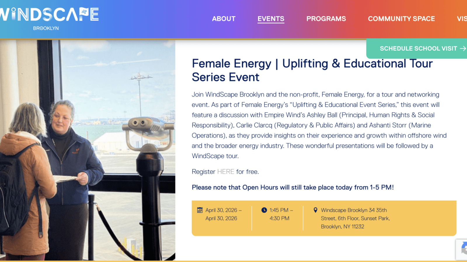 Windscape Brooklyn Female Energy | Uplifting & Educational Tour Series Event