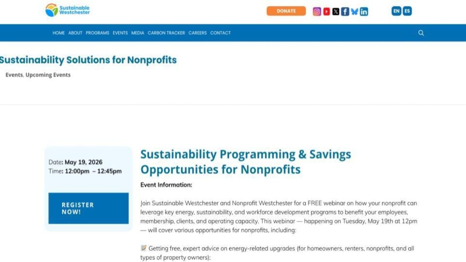 Sustainable Westchester Sustainability Programming & Savings Opportunities for Nonprofits