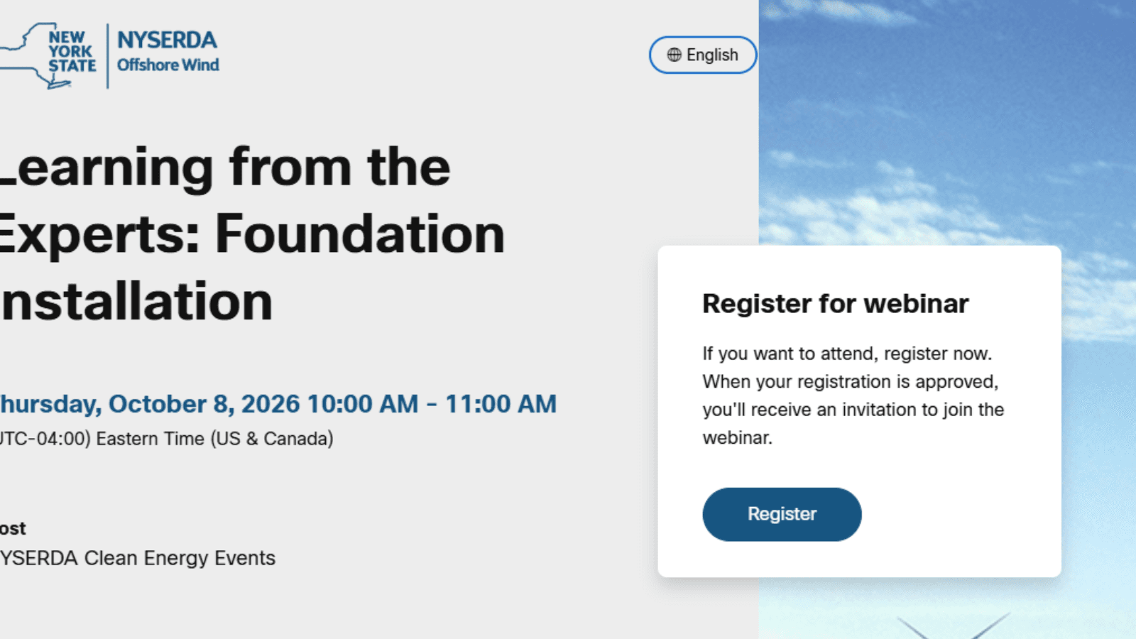 NYSERDA Learning from the Experts Mini-series on Offshore Construction: Foundation Installation