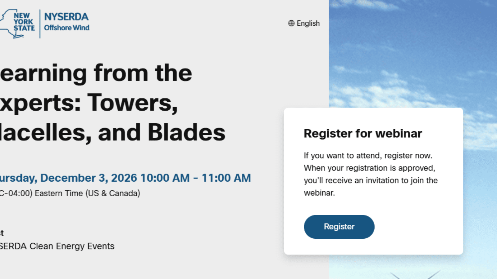 NYSERDA Learning from the Experts Mini-series on Offshore Construction: Towers, Nacelles, and Blades