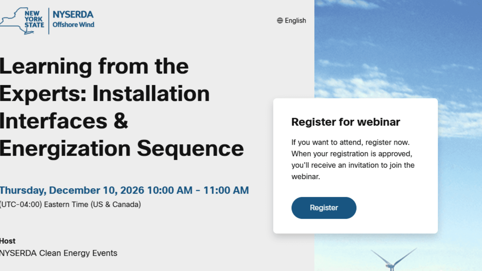 NYSERDA Learning from the Experts Mini-series on Offshore Construction: Installation Interfaces & Energization Sequence